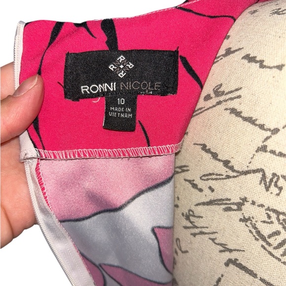 Ronni Nicole Pink and Black Floral Midi Dress - Picture 4 of 4